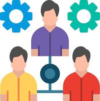 A group of people with gears around them vector