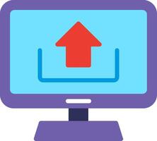 A computer monitor with an arrow pointing up vector