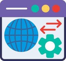 A globe with gears and arrows pointing to it vector