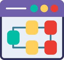 A colorful icon of a web page with a diagram of a network vector