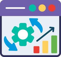 A flat icon of a gear and a bar graph vector