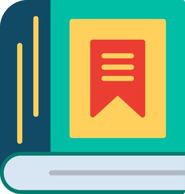 A book icon with a red ribbon on top