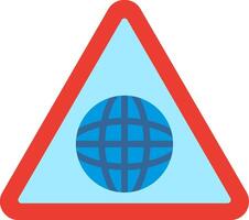 A globe in a triangle with a red border vector
