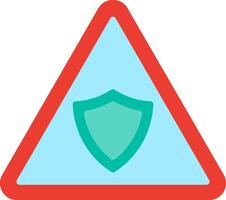 A red triangle with a shield on it vector
