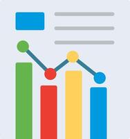 A graph with a bar chart and a blue button vector