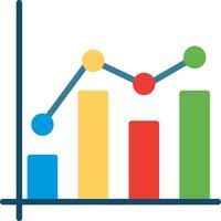 A graph chart with a bar chart and a line vector