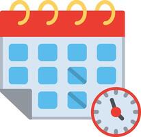 Calendar icon with clock and calendar vector