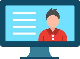 A person is on a computer screen with a chat vector