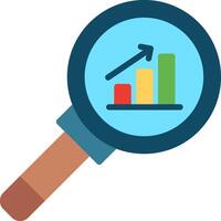 Magnifying glass icon with bar chart vector