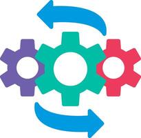 A gear icon with two arrows pointing to it vector