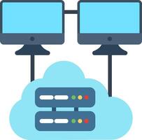 Two computer monitors connected to a server vector