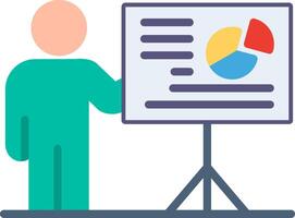 A man is standing in front of a presentation board vector
