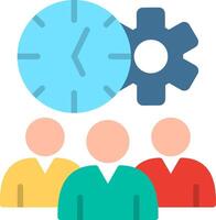 A group of people with a clock and gears vector