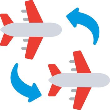 Two airplanes are shown with arrows pointing to them vector