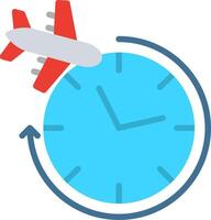 Airplane flying around clock icon vector