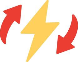 A red and yellow lightning bolt with two arrows vector