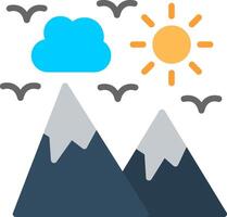 A mountain with clouds and sun vector