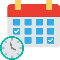 A calendar and clock icon on a white background vector