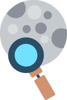 A magnifying glass is shown with a moon in the background vector