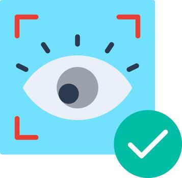 An eye with a check mark and a circle vector