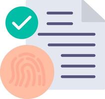 A document with a fingerprint and a check mark vector
