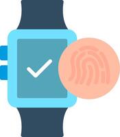 A watch with a fingerprint on it and a check mark vector