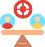 A balance scale with two people on it vector