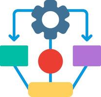 A diagram of a process with a gear and a circle vector