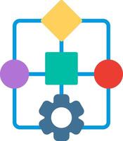 A colorful icon with a gear and a circle vector