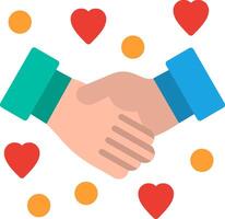 Handshake with hearts and dots vector