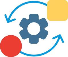 A gear and a red and yellow circle with a gear and a yellow circle vector