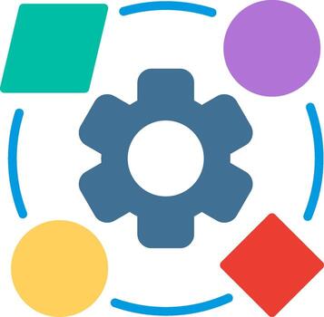 un engranaje con cuatro diferente de colores círculos alrededor eso vector