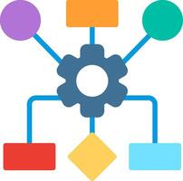 A flat icon of a gear wheel with different colored circles vector