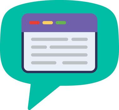 A speech bubble with a web page icon vector
