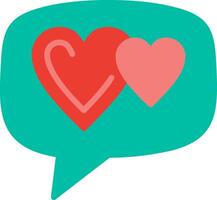 Two hearts in a speech bubble with a speech bubble vector