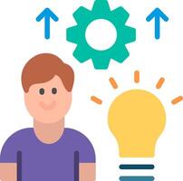 A man with a light bulb and gears around him vector