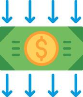 A dollar bill with arrows pointing to it vector