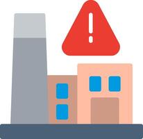 A factory with a warning sign and a factory vector