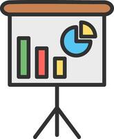 A presentation board with a pie chart on it vector