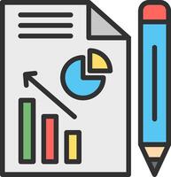A graph paper and pencil icon with a chart vector