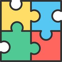 A puzzle piece with four pieces in different colors vector