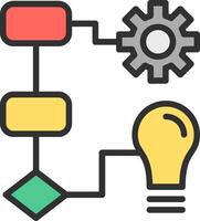 A process diagram with a light bulb and gears vector