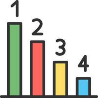 A bar chart with numbers and colors vector