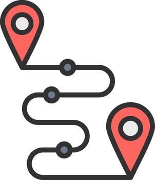 A map with two pins and a location marker vector