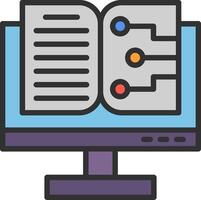 A computer monitor with an open book on it vector