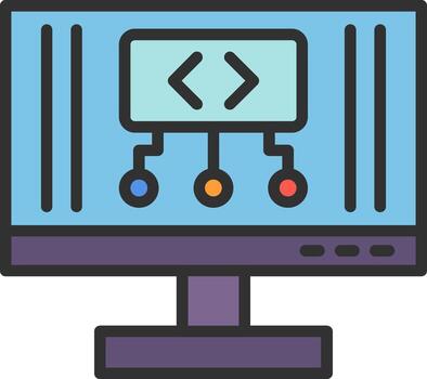 A computer monitor with code on it vector