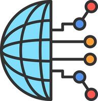 The globe is surrounded by a network of dots vector