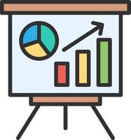 A presentation board with a graph and bar chart vector