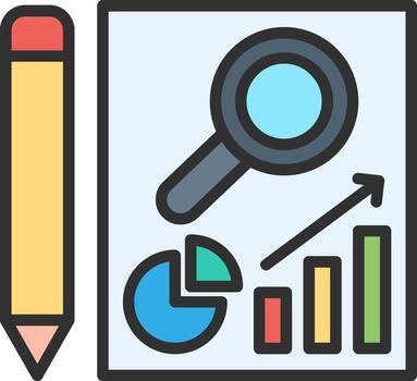 un lápiz y un aumentador vaso son siguiente a un grafico vector