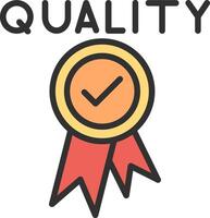 Quality icon with a red ribbon and check mark vector